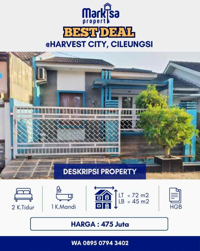 dijual rumah siap huni di harvest city