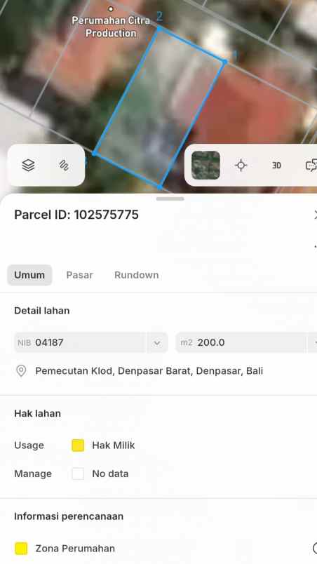 dijual tanah imam bonjol
