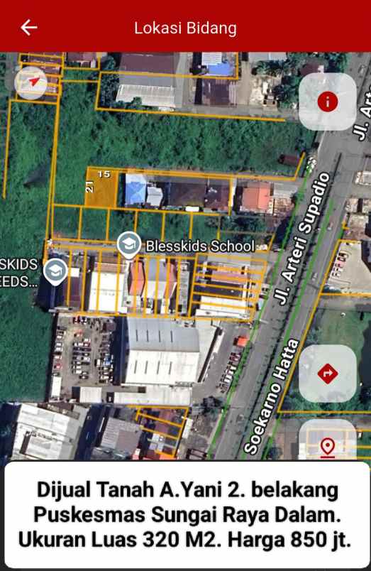 dijual tanah jln a yani 2