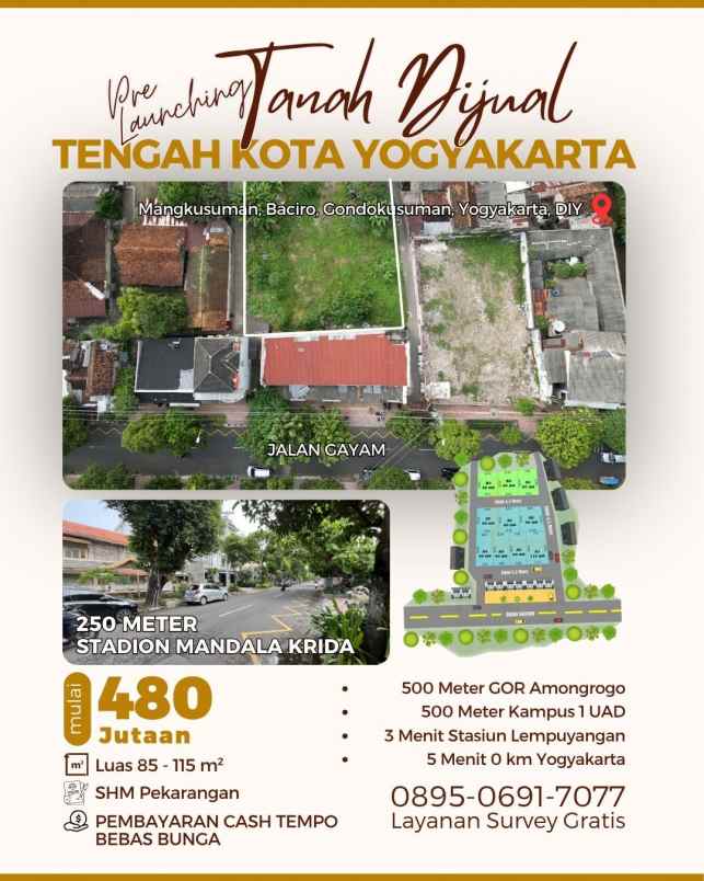 dijual tanah mangkusuman 250 meter