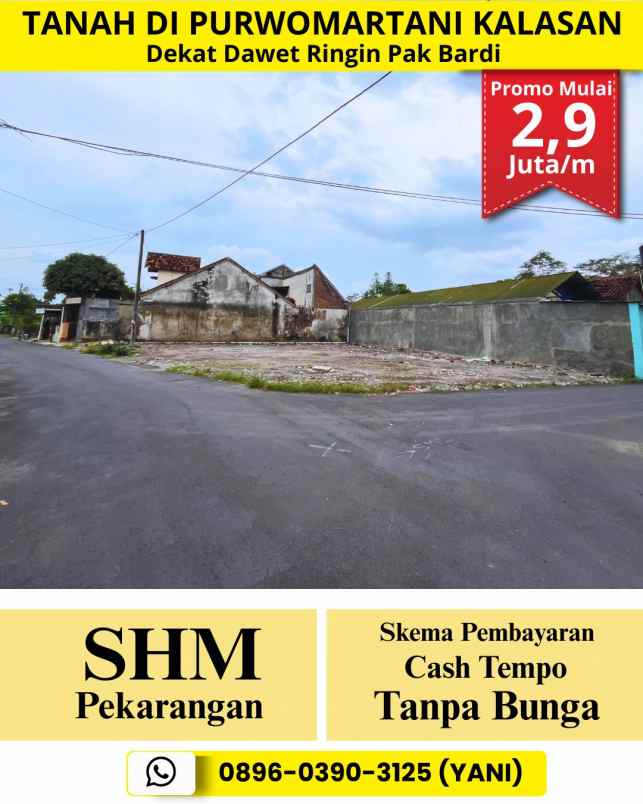 dijual tanah sanggrahan purwomartani