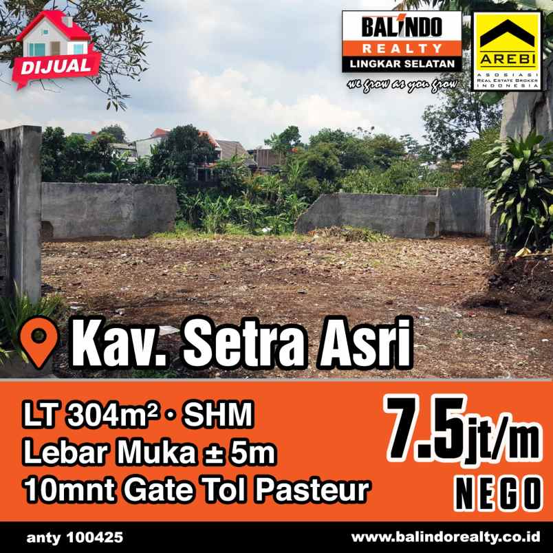 dijual tanah siap bangun di komplek setra asri