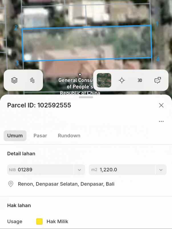 dijual tanah tukad badung