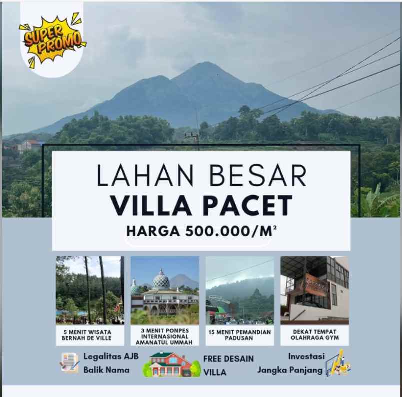 lahan villa pacet besar harga murah luasan besar
