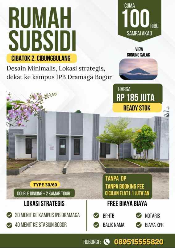 rumah cicilan 1 jutaan dekat kampus ipb dramaga bogor