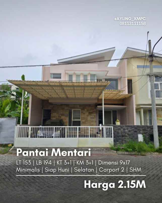 rumah pantai mentari minimalis siap huni carport 2