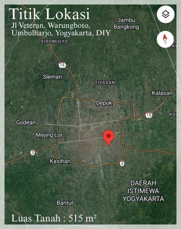tanah hook tepi jalan besar di jogja kota nego