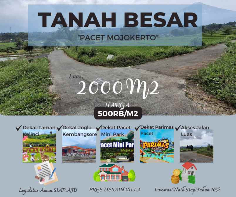 tanah murah kawasan wisata pacet mojokerto