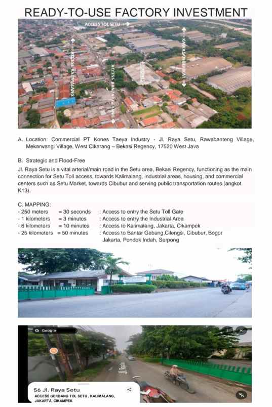 dijual exs pabrik bola di jln raya setu bekasi