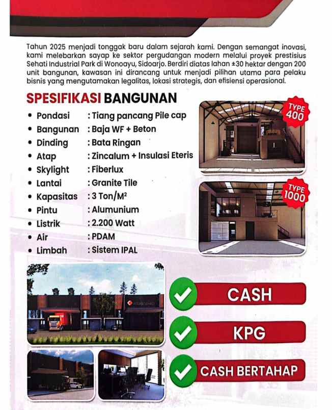 dijual gudang premium baru di sidoarjo