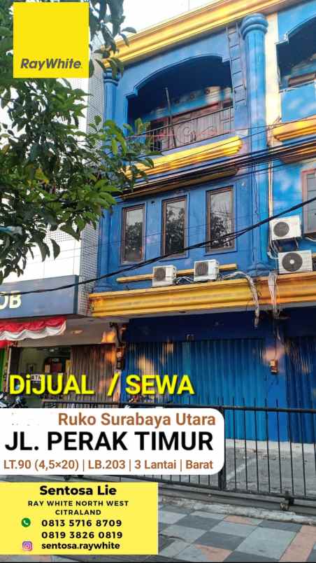 Dijual Ruko Perak Timur Surabaya Utara - Nol Jalan Raya - Parkir Luas