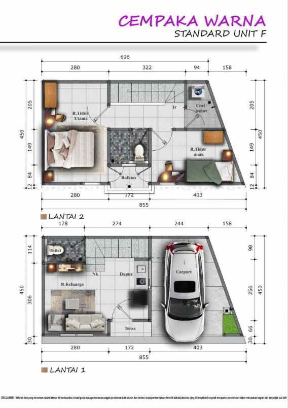 dijual rumah jl cempaka warna cempaka