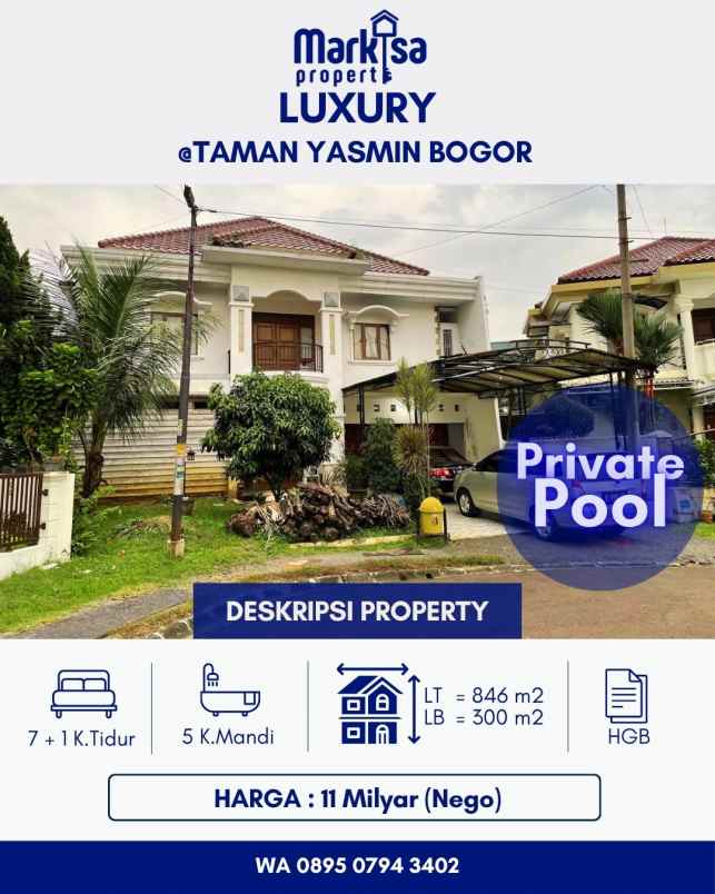 dijual rumah mewah di perumahan taman yasmin bogor