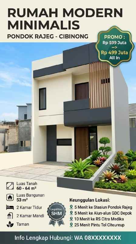 dijual rumah pondok rajeg cibinong