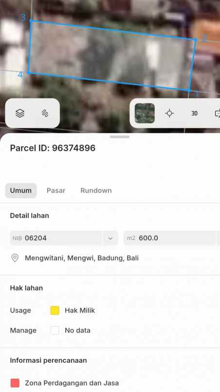 dijual tanah abian tuwung