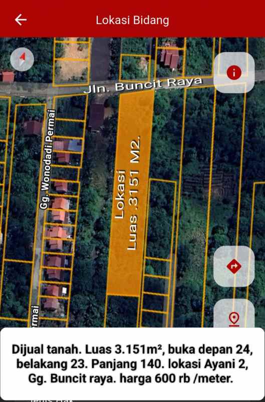 dijual tanah ayani 2 jln buncit raya