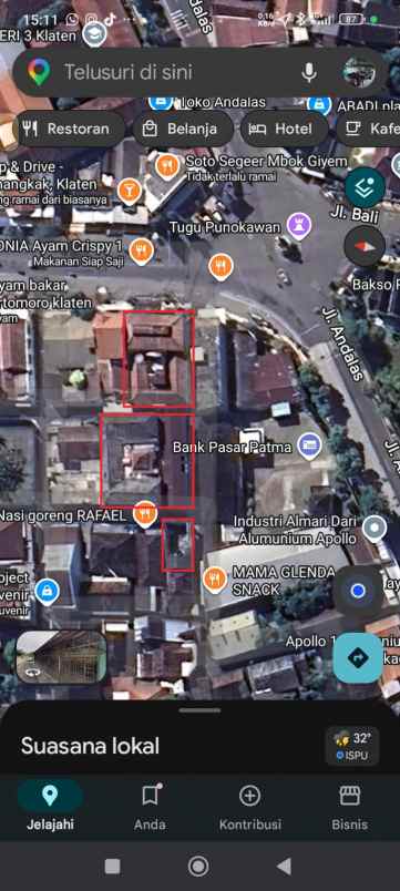 dijual tanah bonus bangunan di semangkak klaten
