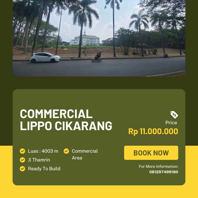 dijual tanah jalan thamrin lippo cikarang