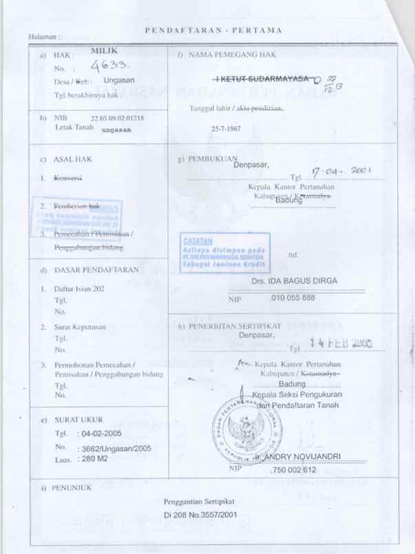 dijual tanah jl langui kauh