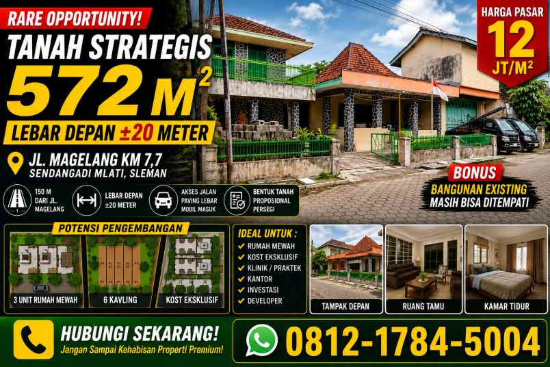 dijual tanah jl magelang km 8 mulungan
