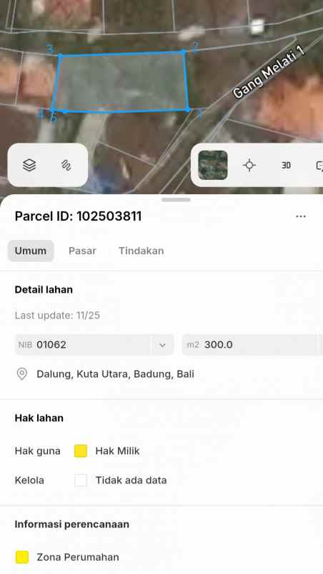 dijual tanah jl panji tibung sari