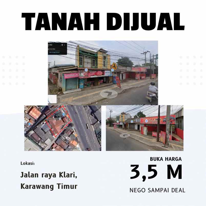 dijual tanah jl raya klari pantura