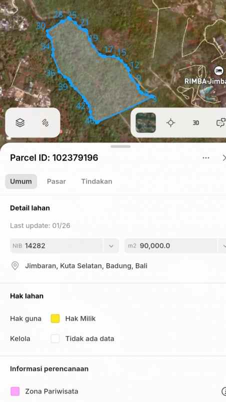 dijual tanah pantai balangan