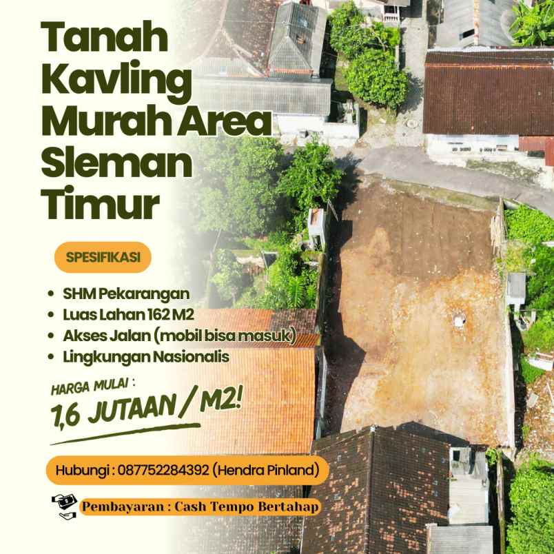 dijual tanah taman pabrik tamanmartani