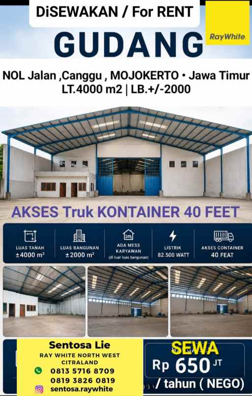 disewakan ruko gudang kantor jalan raya canggu