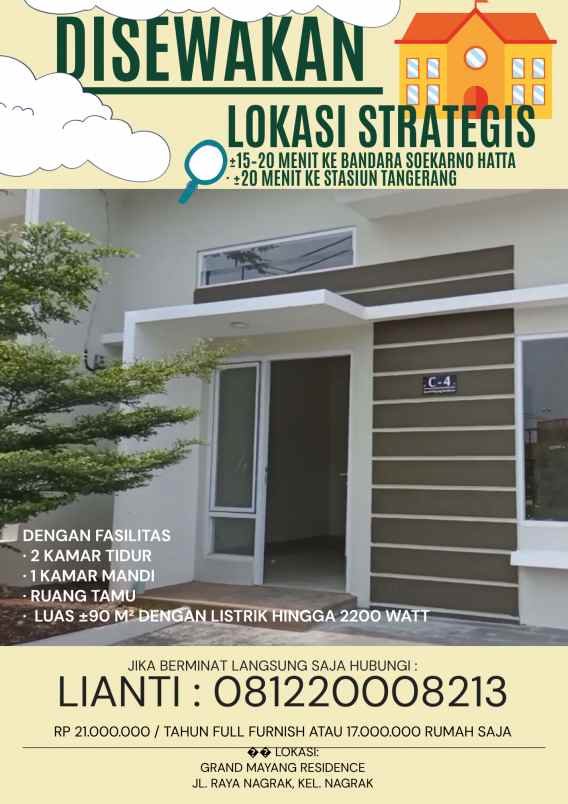 disewakan rumah 1 lantai nyaman