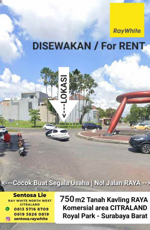 disewakan tanah jalan royal park citraland