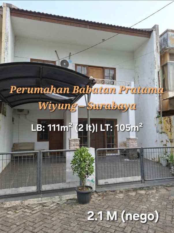 jual cepat rumah 2 lantai babatan pratama surabaya