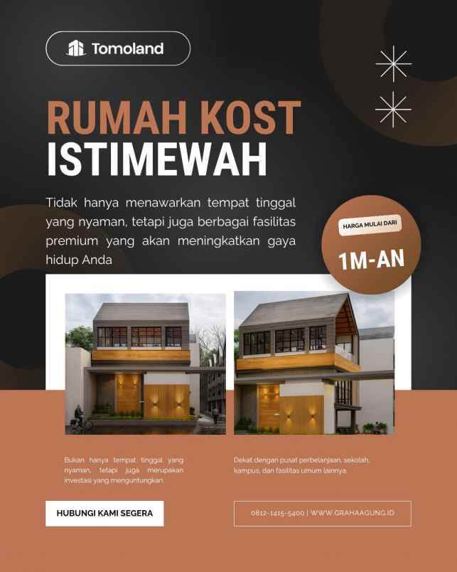 jual rumah kost 8 kamar malang kota dekat ub harga 1m