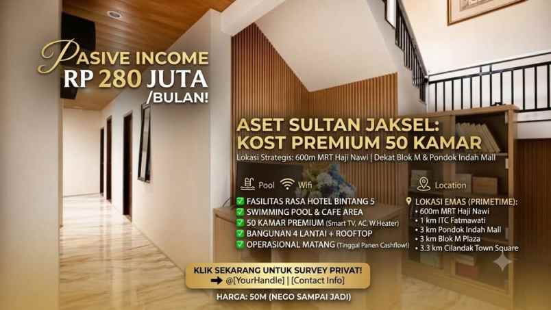 kost an rasa hotel 50 kamar di jaksel