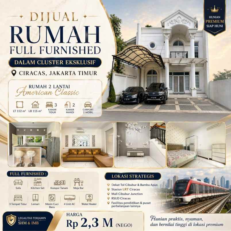 rumah 2 lantai full furnished di ciracas jakarta timur