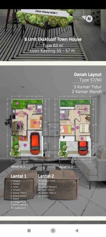 rumah cluster scandinavian dekat samsat depok