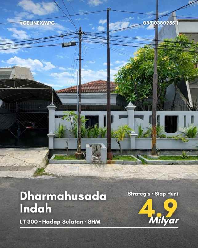 rumah dharmahusada indah strategis siap huni carport