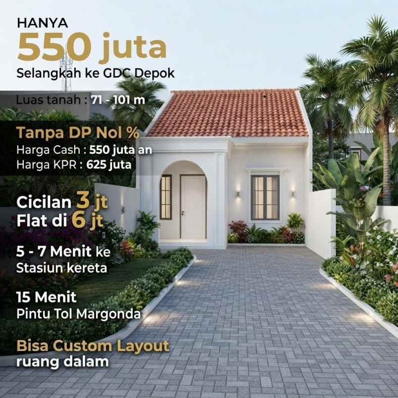 rumah mewah 1 lantai dekat kawasan grand depok city