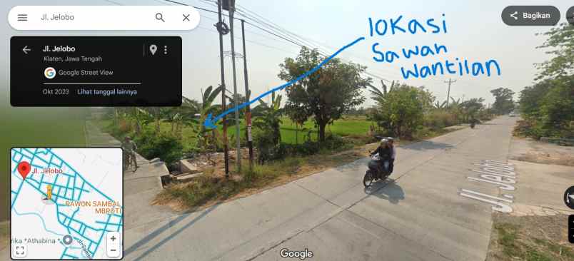 sawah depan jl raya 1994m shm wantilan jelobo klaten
