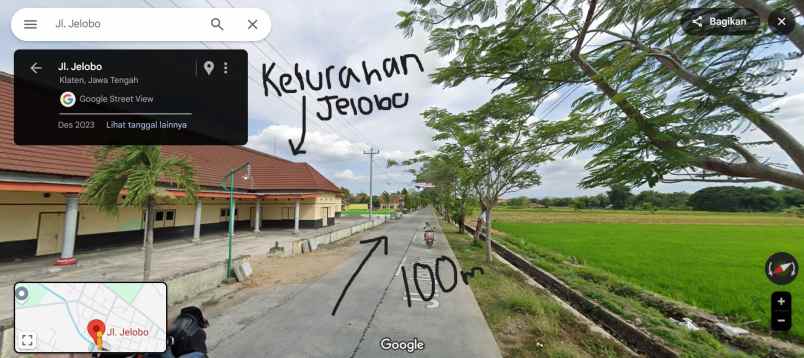 sawah depan jl raya 1994m shm wantilan jelobo klaten