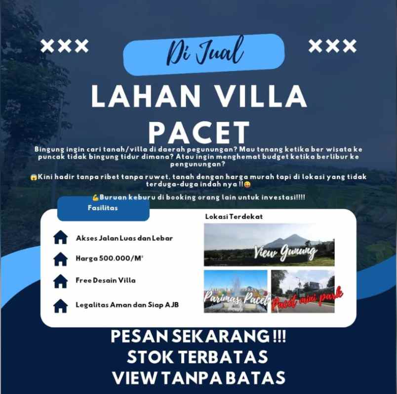 tanah luasan besar kawasan pacet murah dan strategis