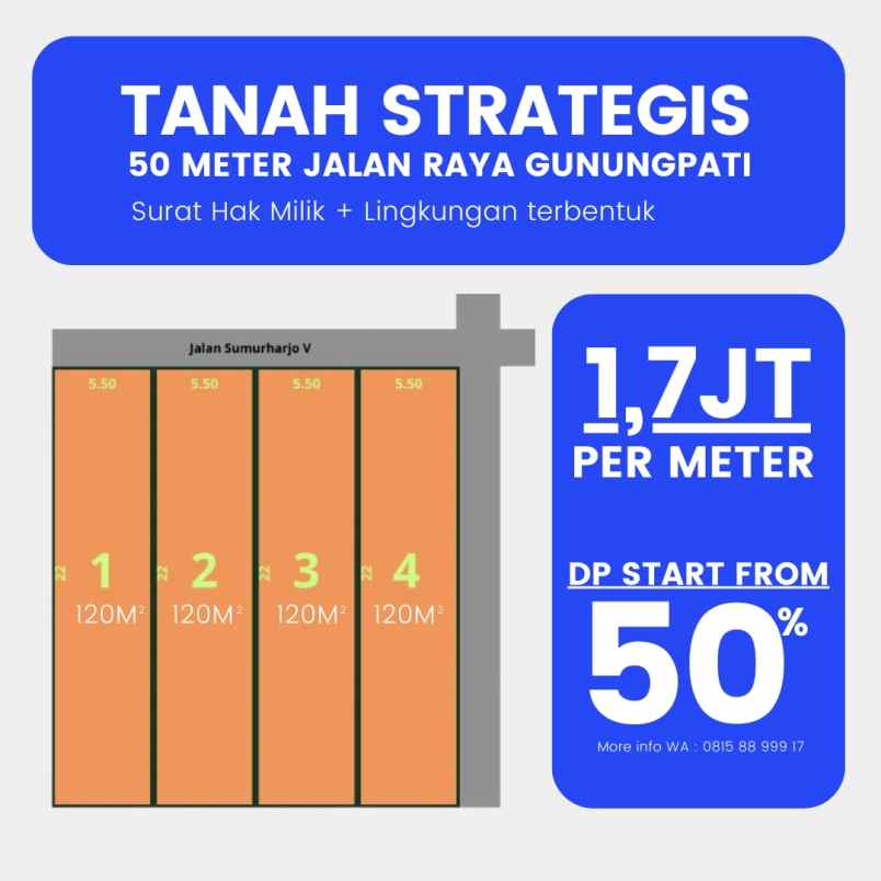 tanah strategis gunungpati unnes bisa dicicil