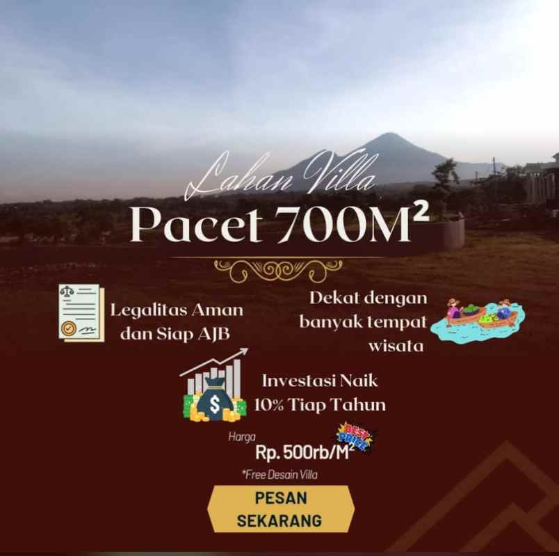 tanah villa pacet 5 menit ke parimas pacet
