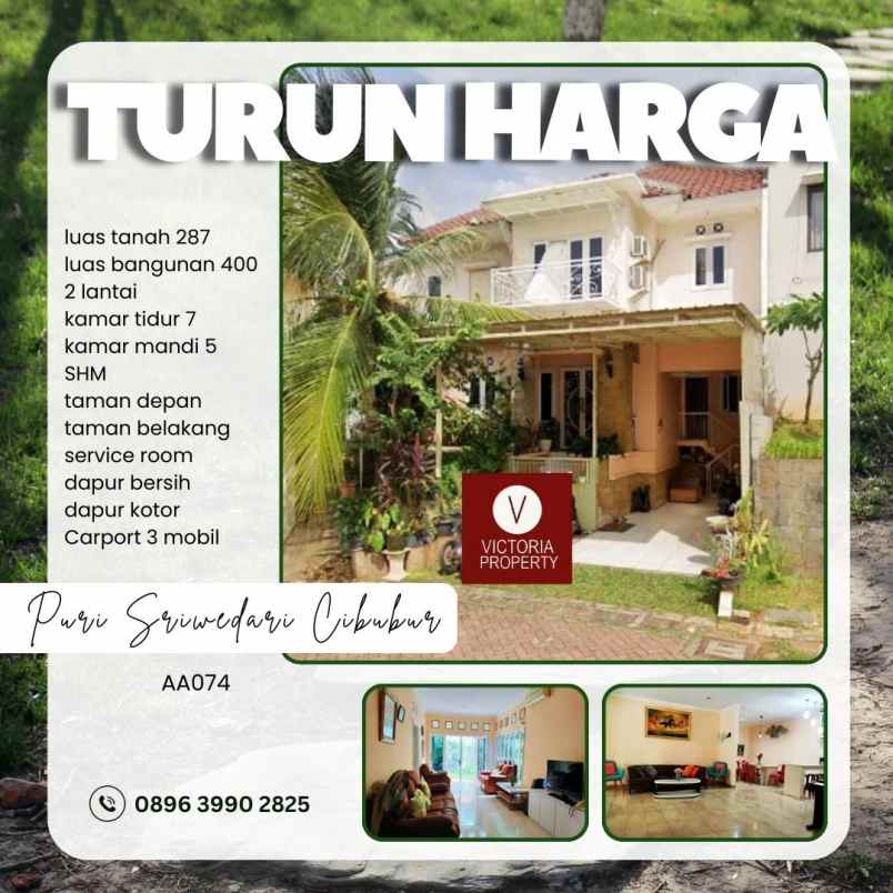 turun harga dijual cepat rumah puri sriwedari cibubur