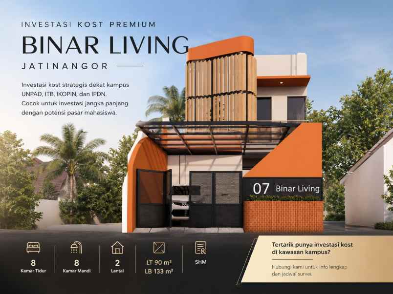 cari investasi properti kost 8 kamar di jatinangor