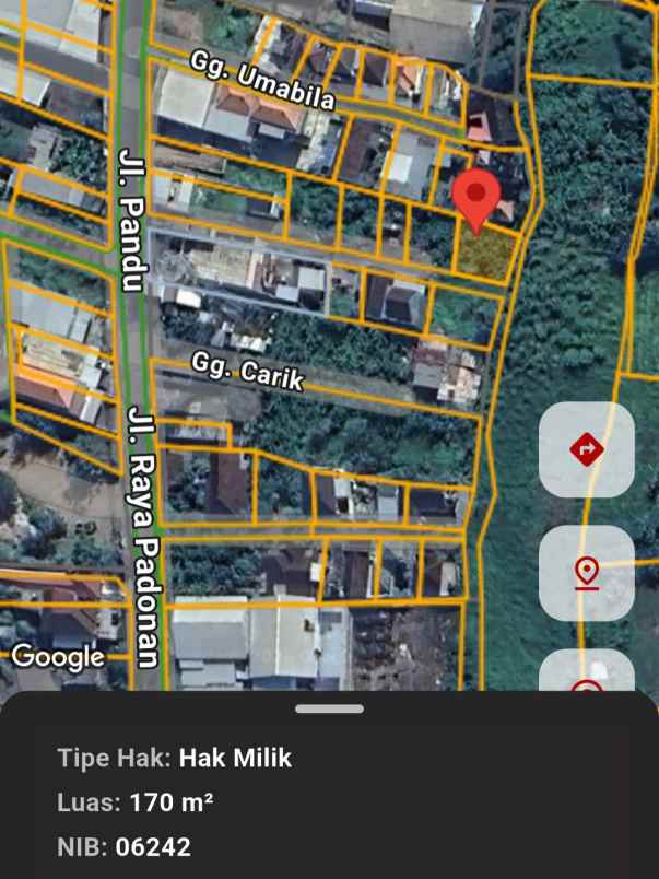 dijual 1 7 are jl pandu raya padonan dalung kuta utara