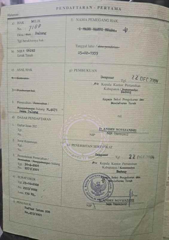 dijual 1 7 are jl pandu raya padonan dalung kuta utara