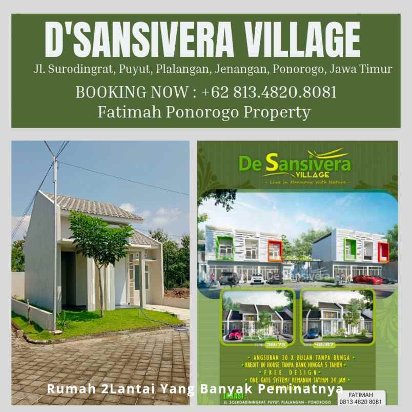 dijual cepat rumah 2k tidur syariah ponorogo