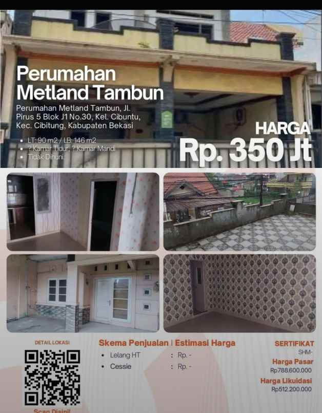 dijual murah rumah metland tambun bekasi
