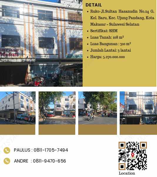 dijual ruko 3 lantai lokasi srategis rp 5 3 m makassar